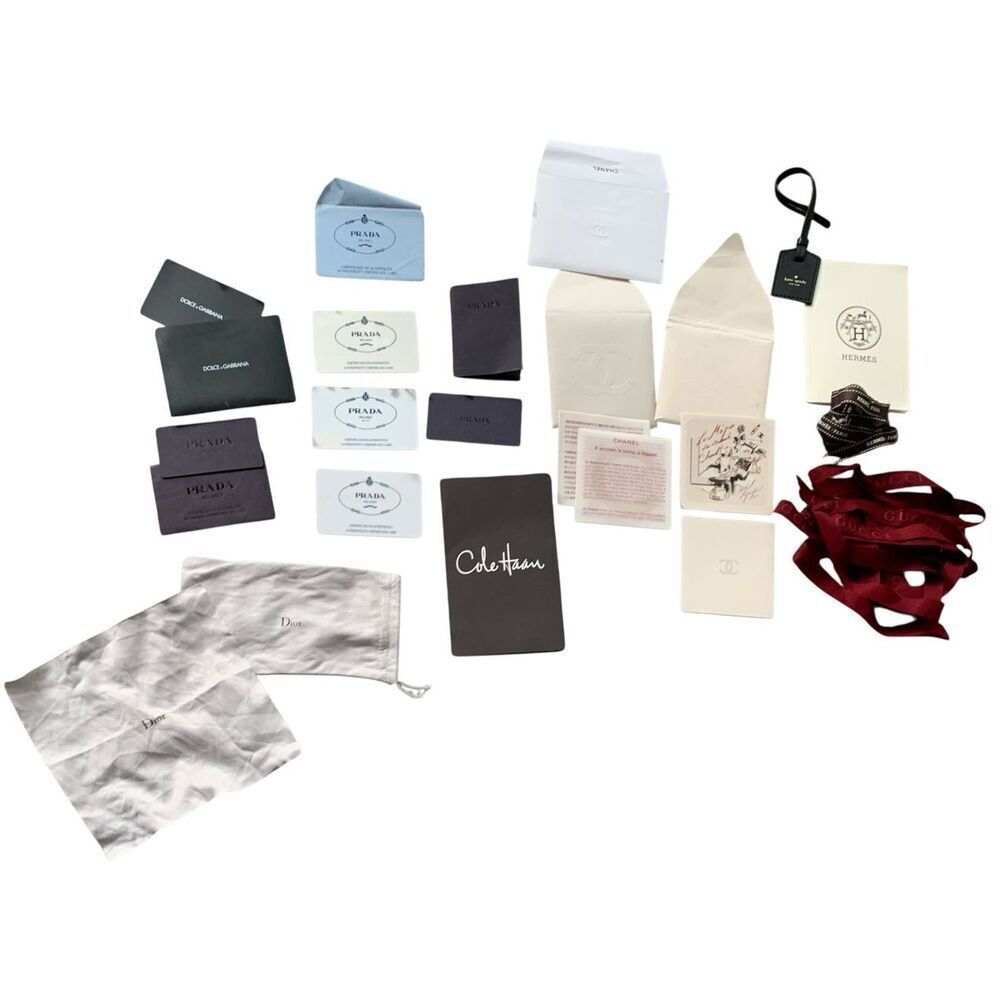 PRADA CHANEL GUCCI HERMES DIOR DESIGNER misc gift CARDS RIBBON TAGS LOT LUXURY